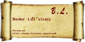 Beder Líviusz névjegykártya